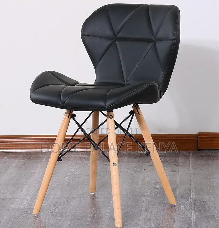 Home Chair; Leather Upholstered Dining Chair With Kd Wooden Legs