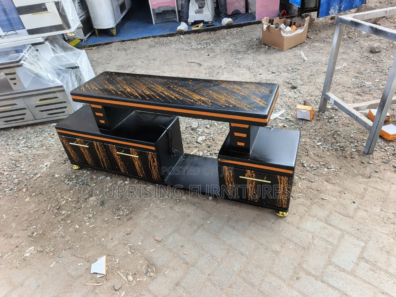 Grand Elegance Tv Stand Black 5ft With Led Lights
