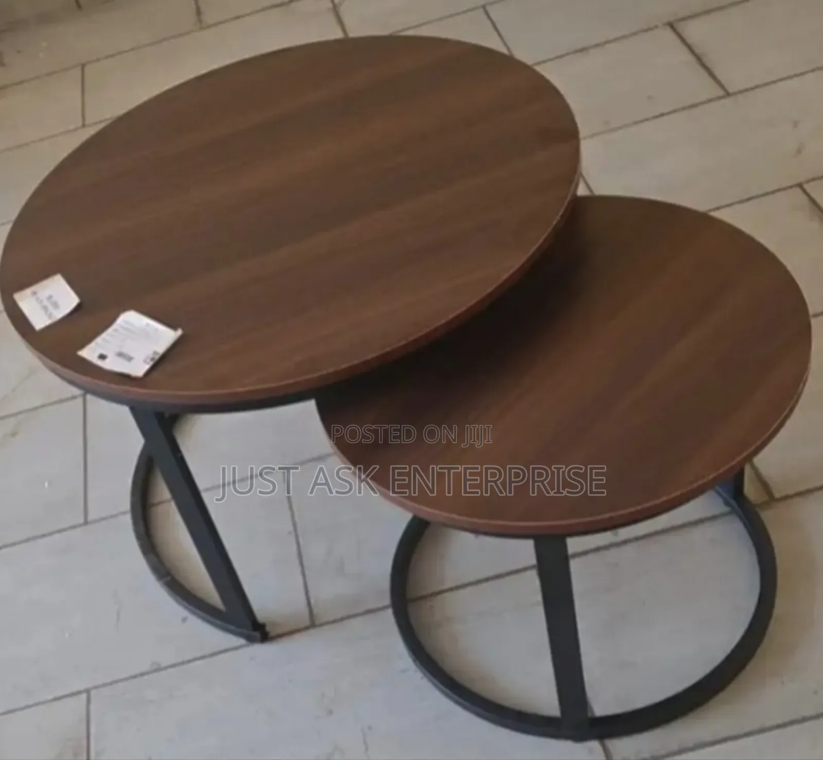 Modern Wooden Finish Nesting Coffee Table Set – Marble Effect Top