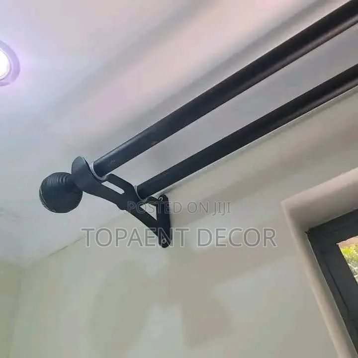 Grey Sturdy and Stylish Double Powder Coated Curtain Rods