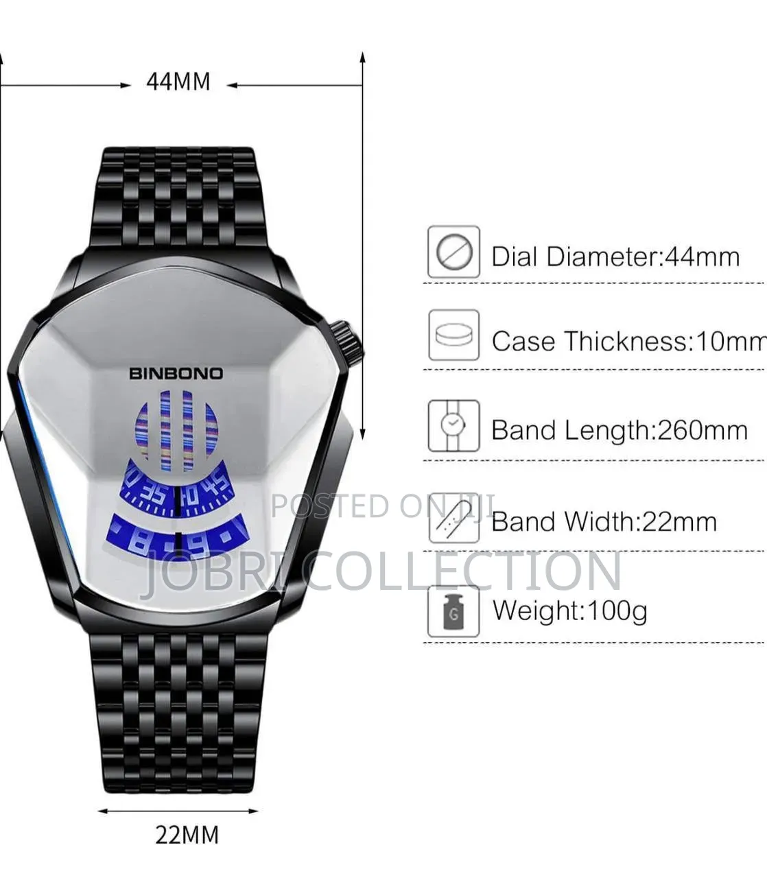 Black Binbond Stainless Steel Gents Watch