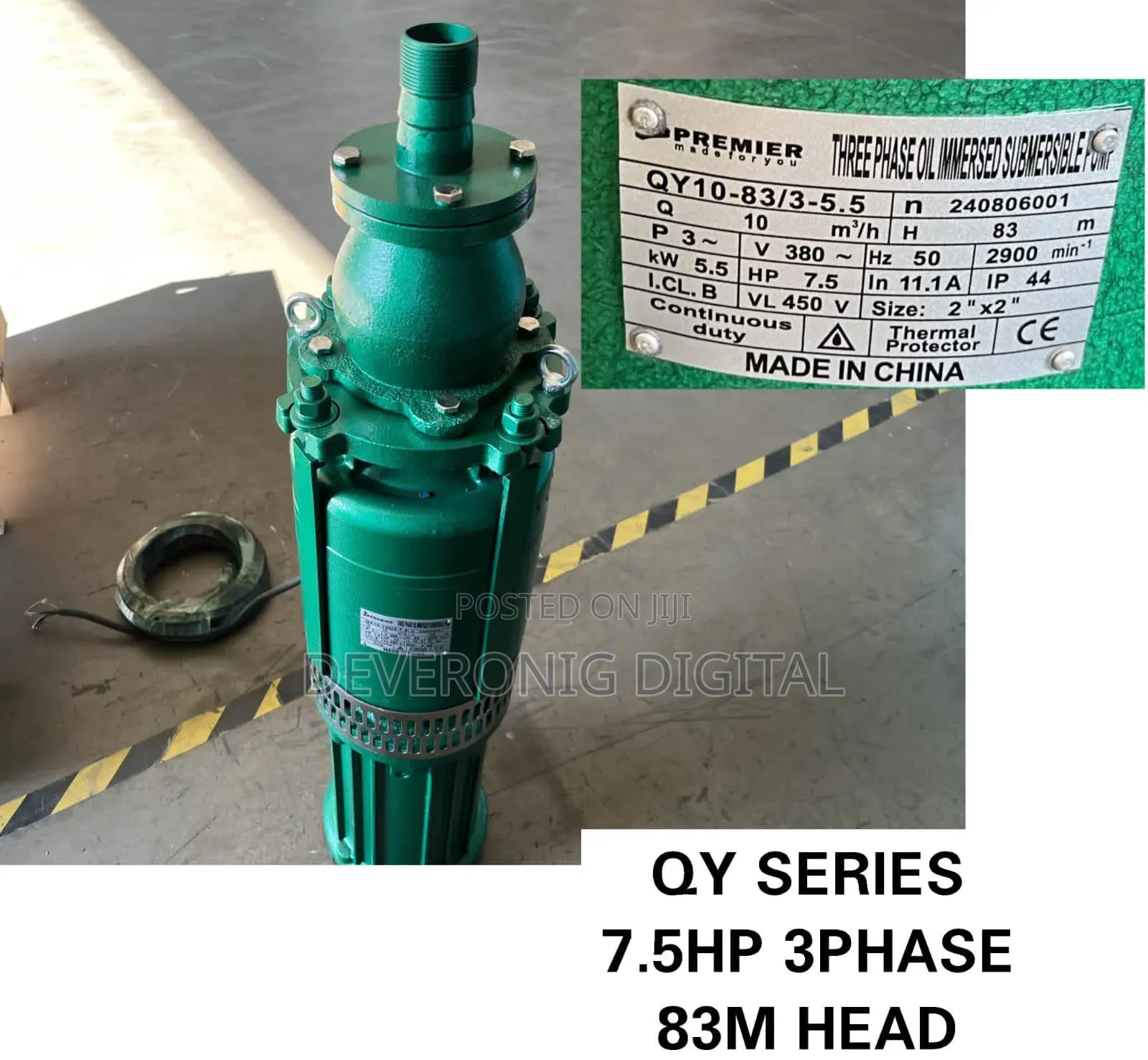 3phase Oil Impressed Submersible Water Pump 7.5hp 83m Head