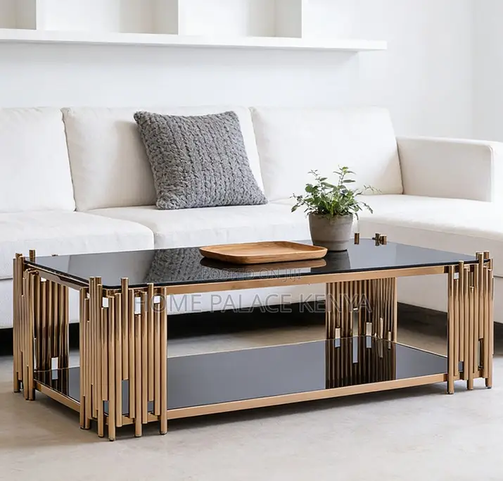 Coffee Table: Black Glass Top Table With Storage