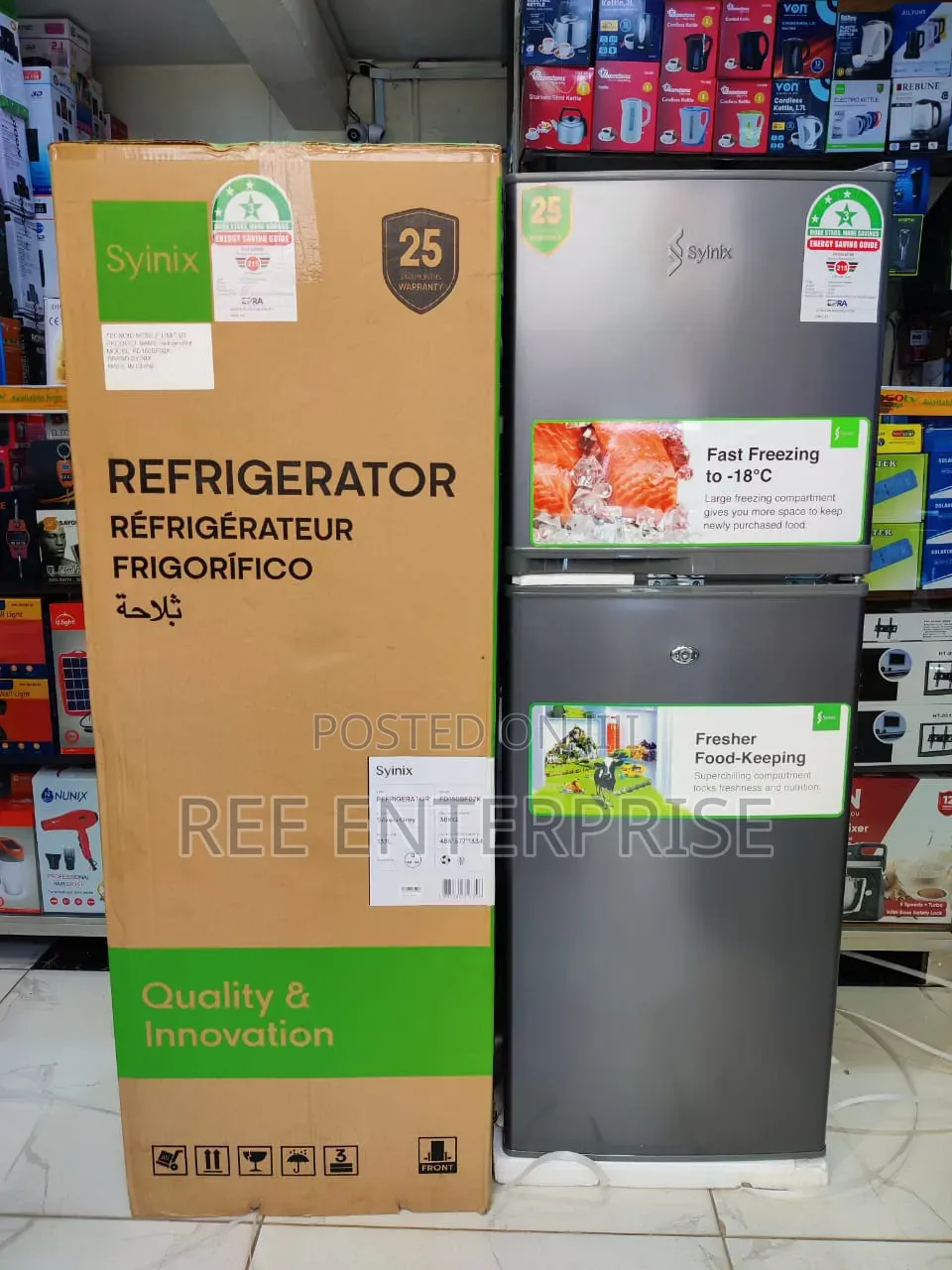 *Syinix Fridge Double Door 137litres 3stars 