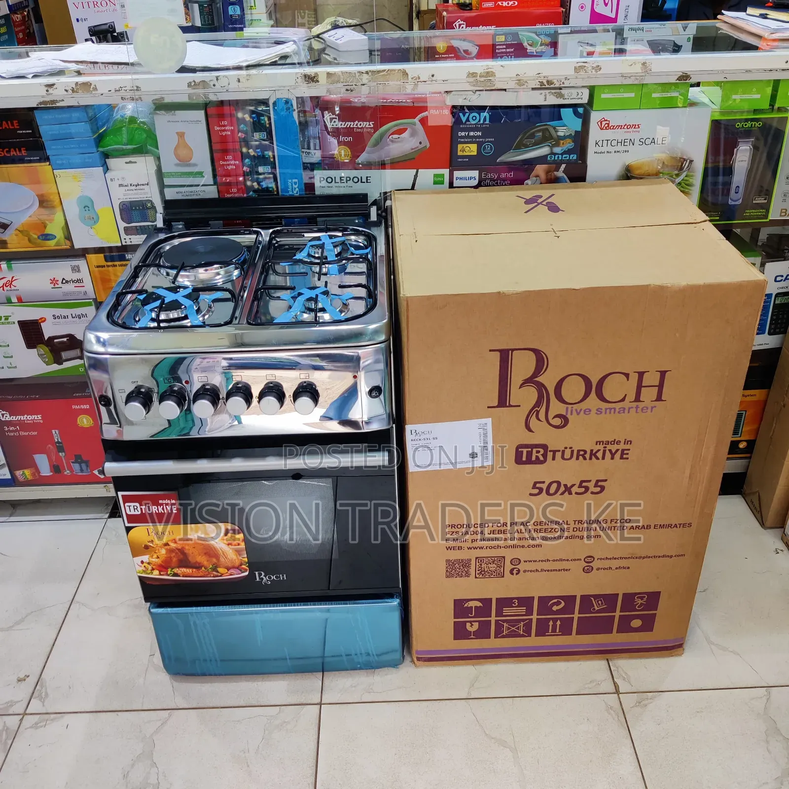 Roch 50*55cm 3g+1e Standing Cooker With Electric Oven Timer Silver