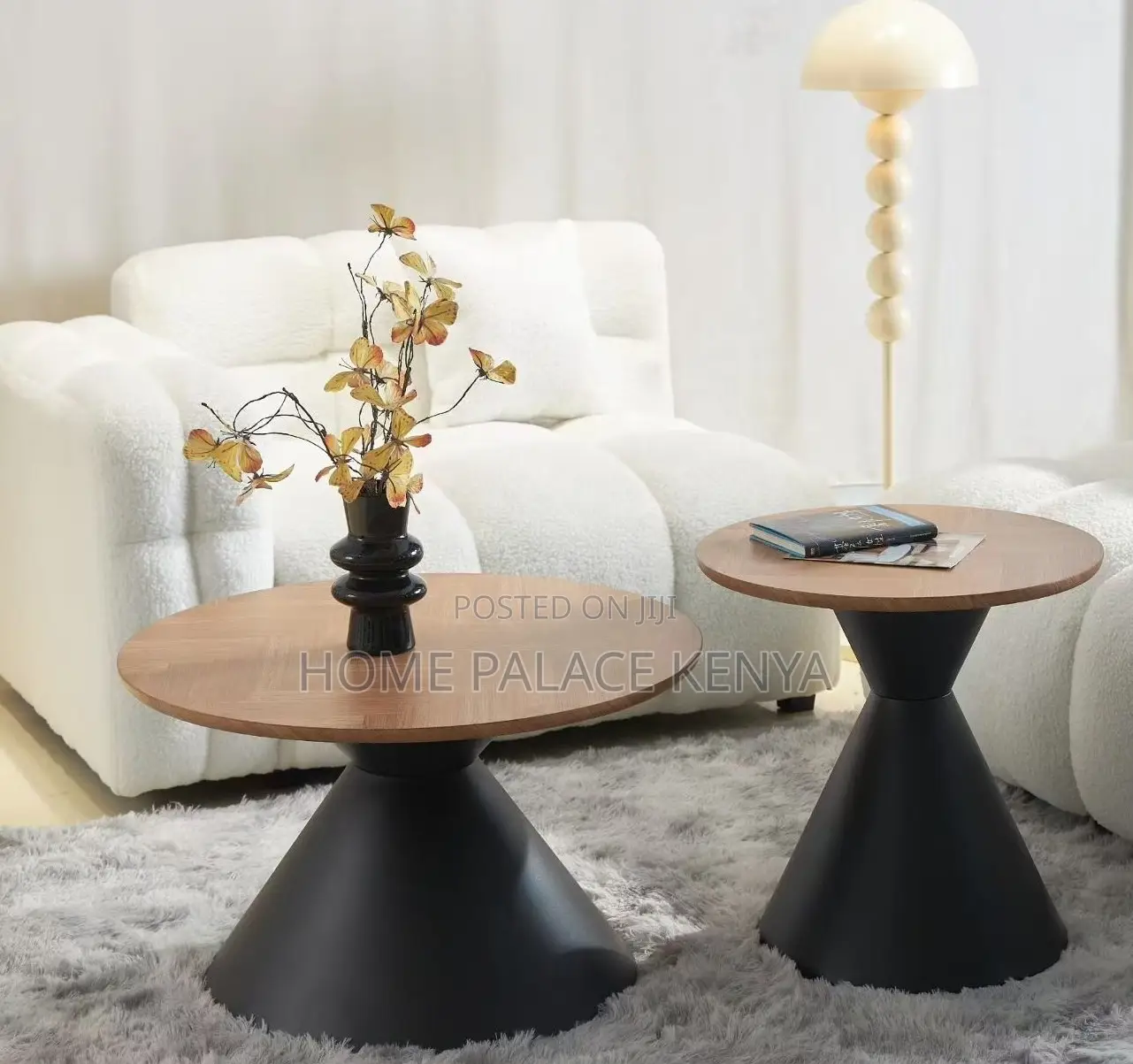 Nesting Table: Two Toned Wooden Top Metallic Base Tables