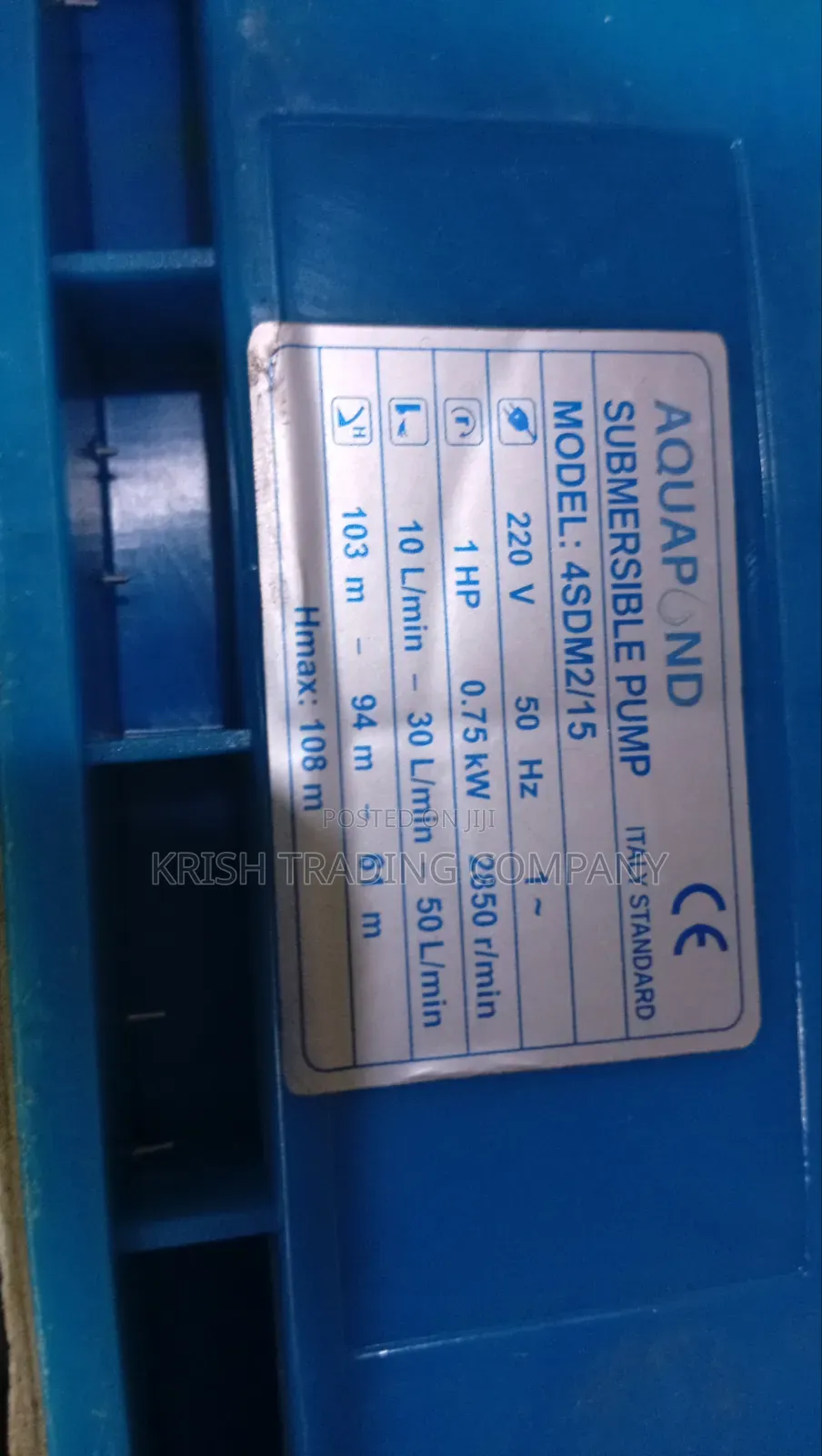 Aqua Pond Submersible Borehole Pump 4sdm2/15