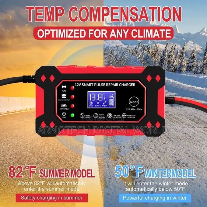 Portable Automatic Car Battery Charger 12v With LCD Display