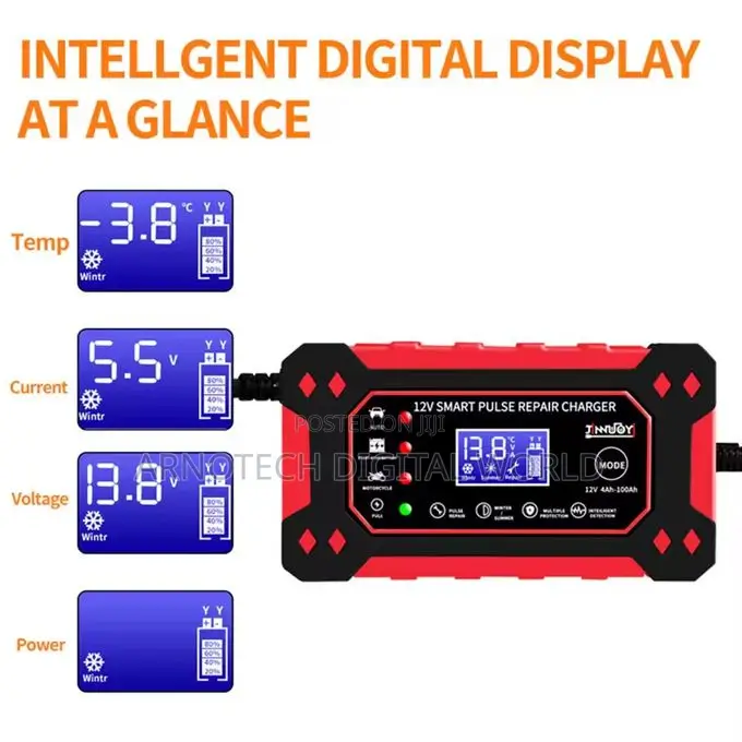 Portable Automatic Car Battery Charger 12v With LCD Display