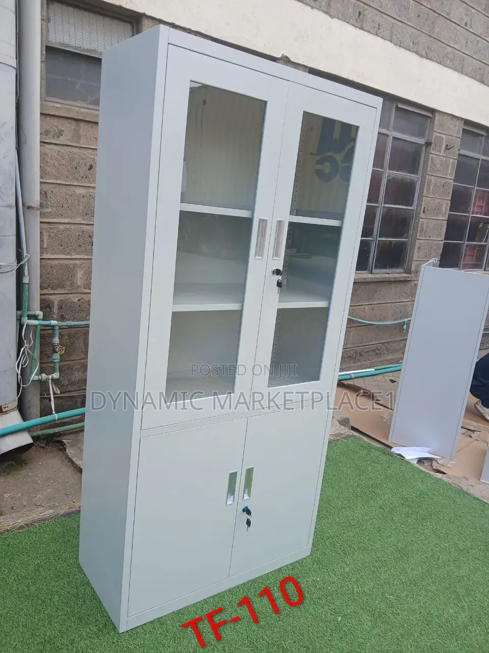 Modern File Cabinet With Lockable Glass Door
