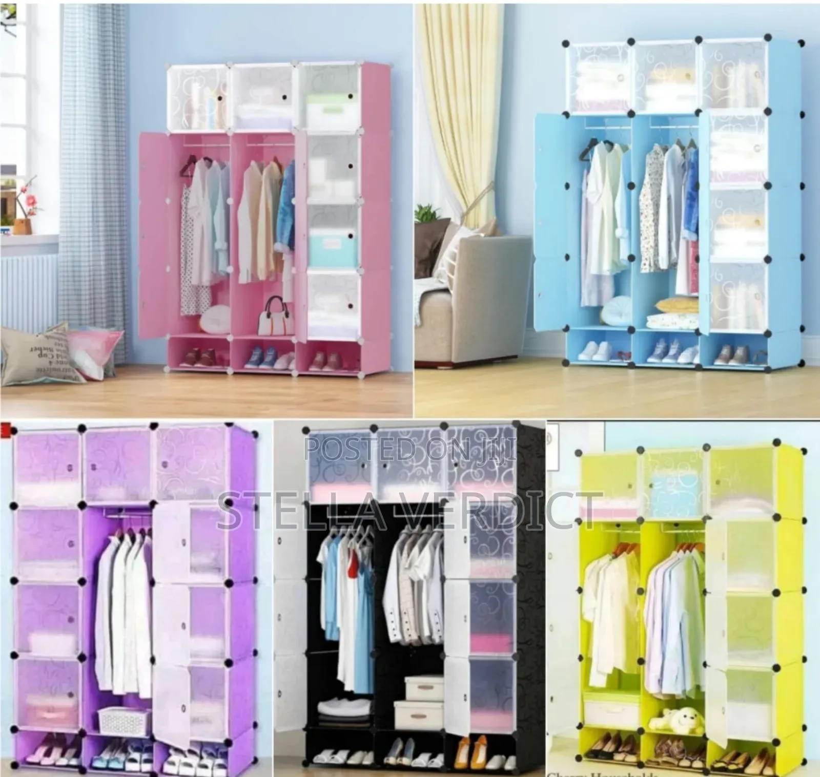 Portable 3- Column Plastic Wardrobes