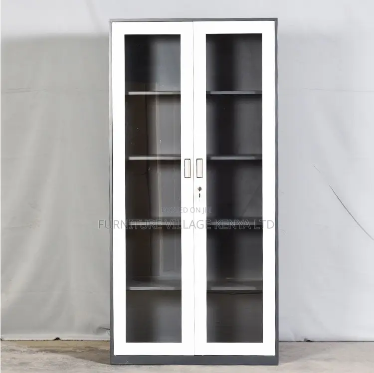 2-Door Modern Glass Office Cabinet.