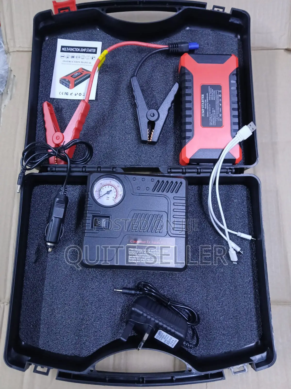 12v Portable Jump Starter and Vehicle Safety Kit