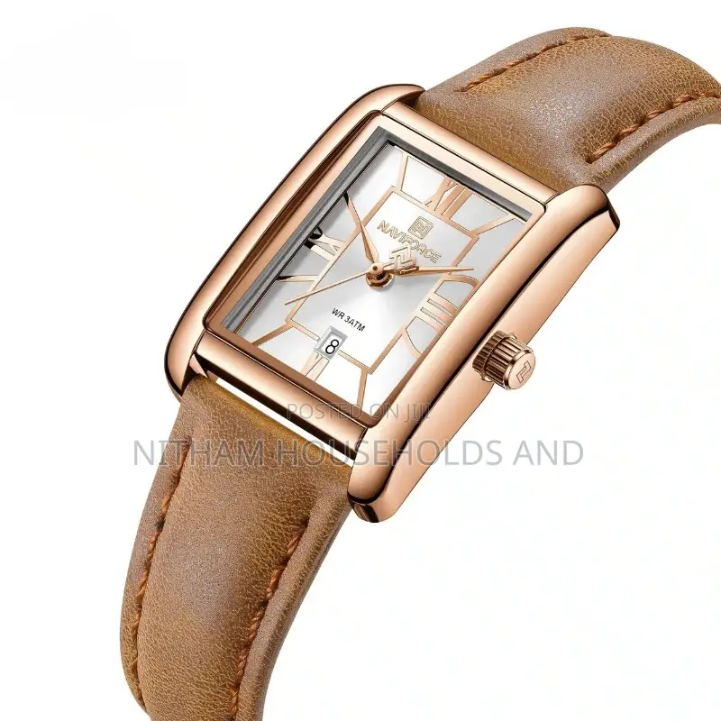 Naviforce Nf5074 Brown Leather Watch for Women