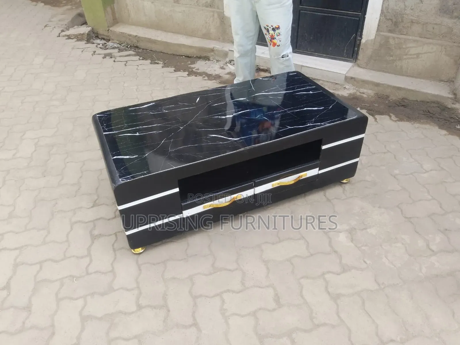 Cover Table Black Marble Top Black