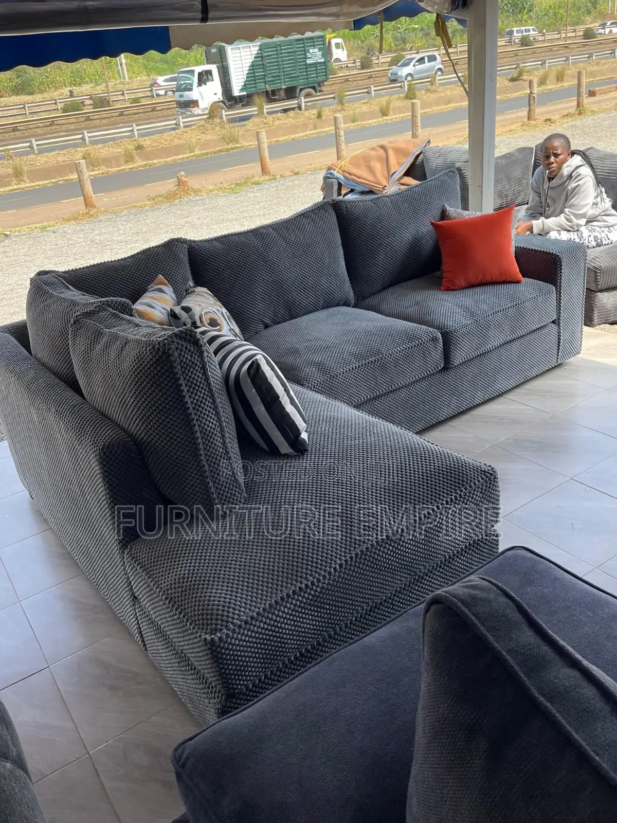 6-Seater Bubble Fabric Sofa L-Shaped