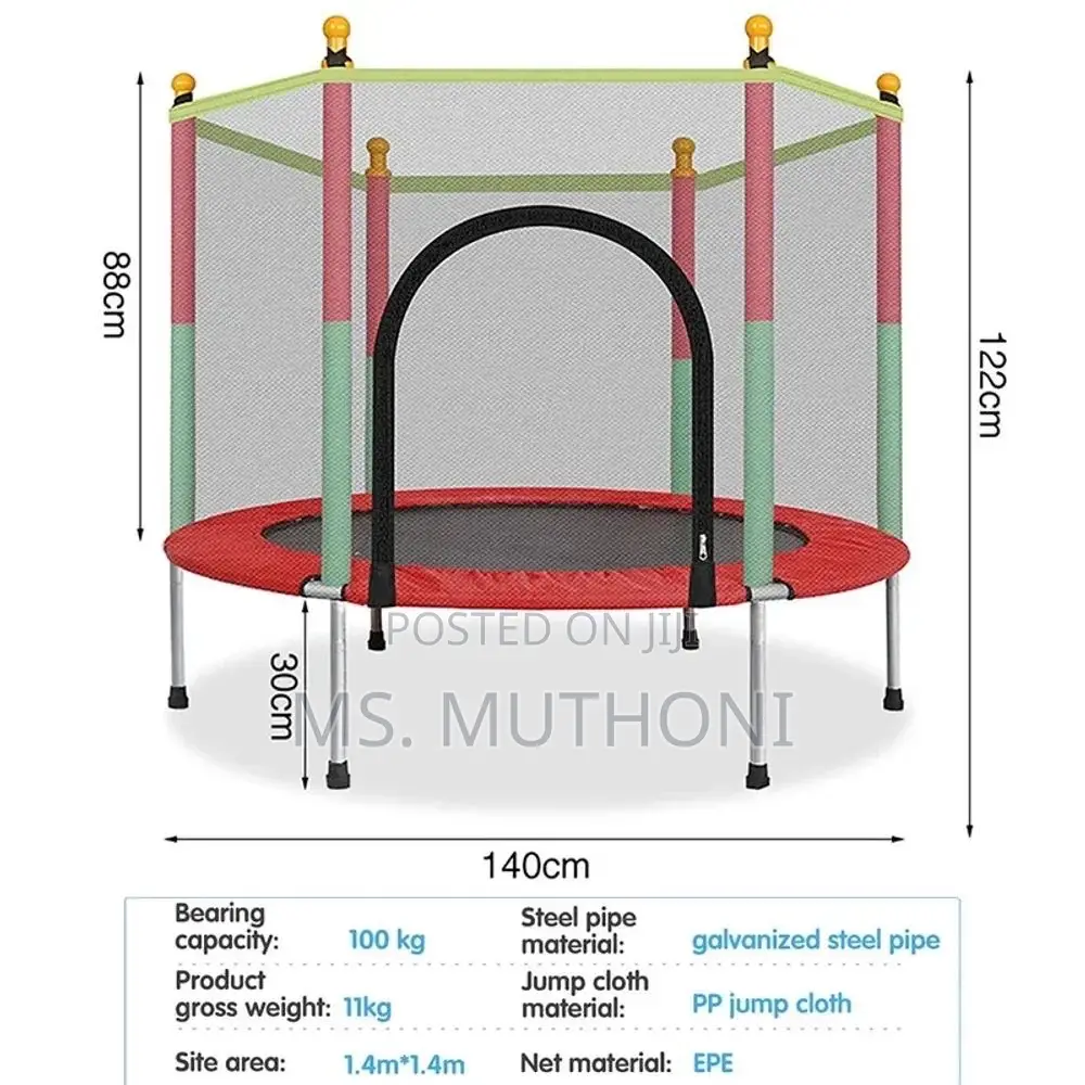 * 4ft Kids Trampoline With Safety Enclosure Net