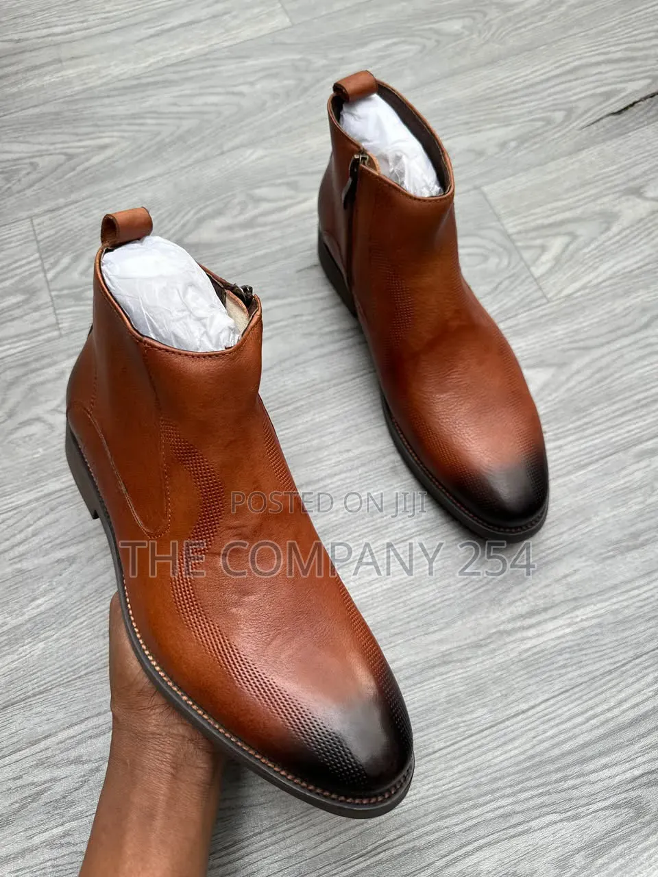 Quality Casual Leather Rubber Sole Zipped Chelsea Men Boot Shoes