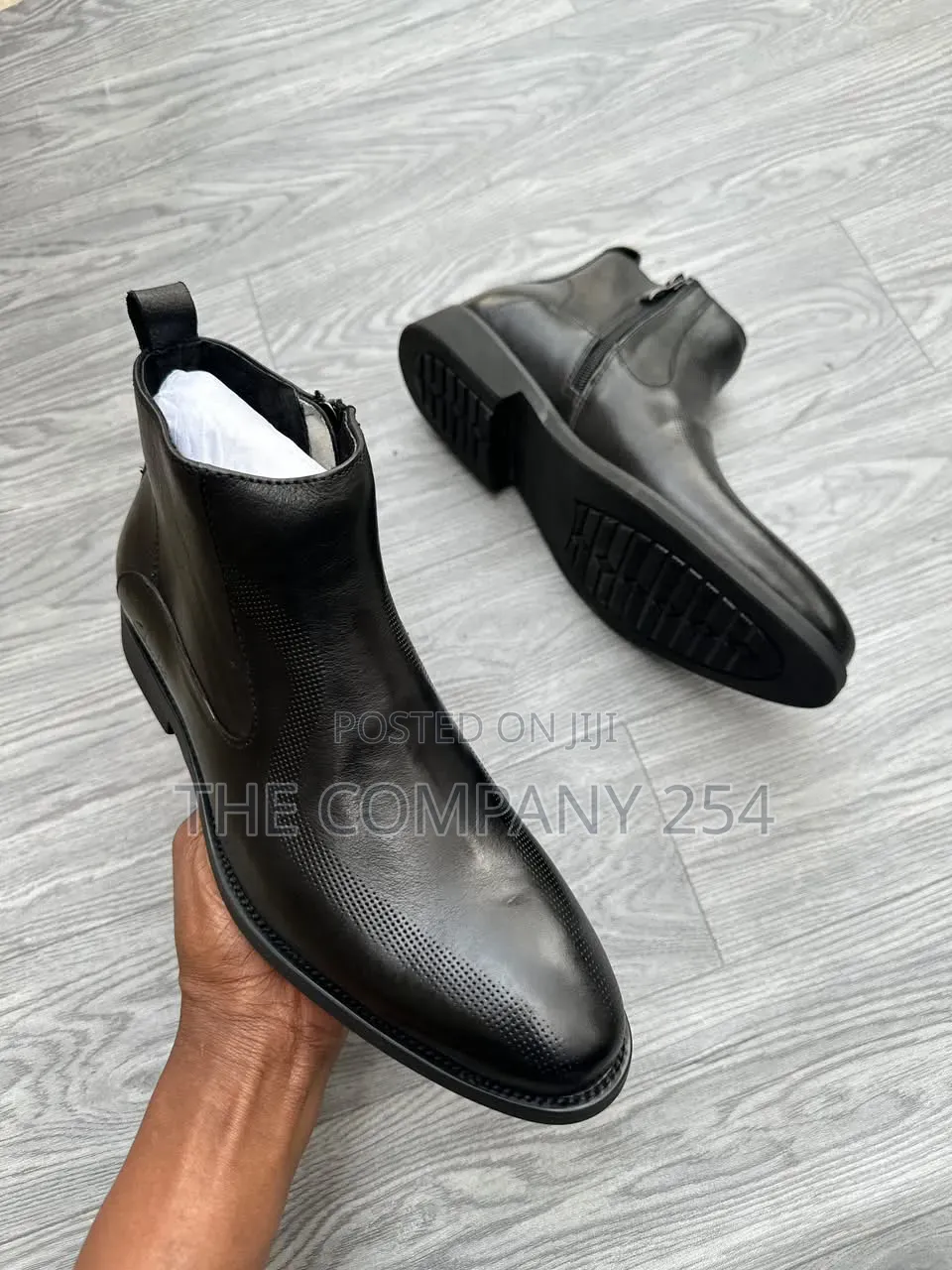 Quality Casual Leather Rubber Sole Zipped Chelsea Men Boot Shoes