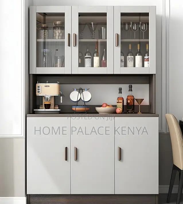 Kitchen Cabinet: 3 Door Kitchen Storage With Glass Front