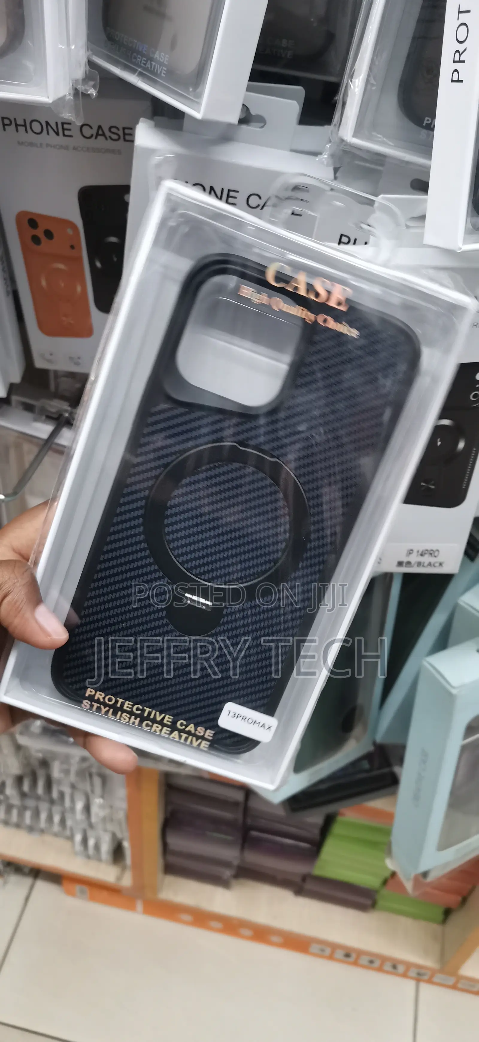 iPhone 13 Pro Max Sleek, Modern Black Carbon-Fiber Texture Case