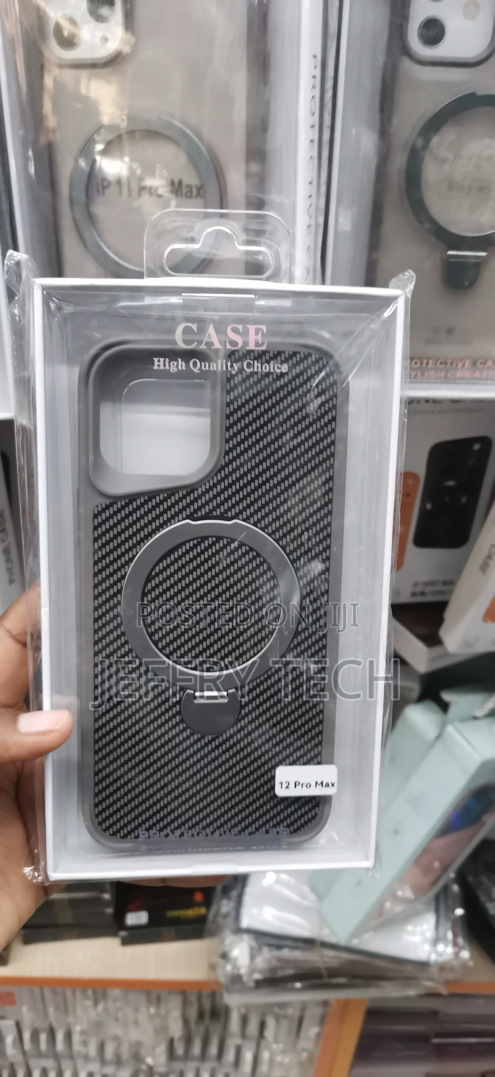 iPhone 12 Pro Max Gray Frame, a Woven Carbon Fiber Texture Cover