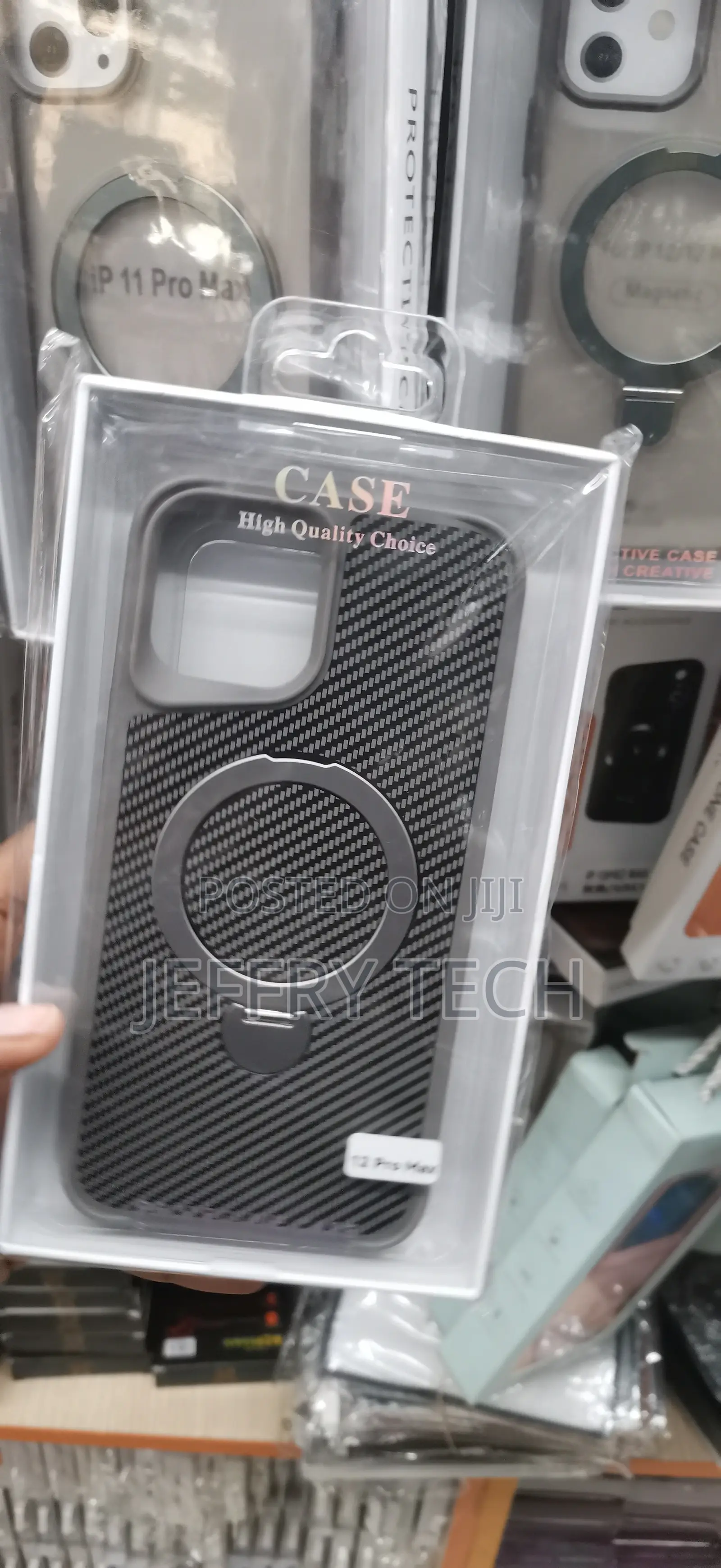 iPhone 12 Pro Max Gray Frame, a Woven Carbon Fiber Texture Cover