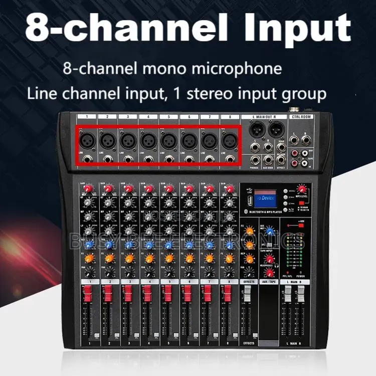 Professional Ct8 8 Channel Sound Mixer With Phantom Power Usb