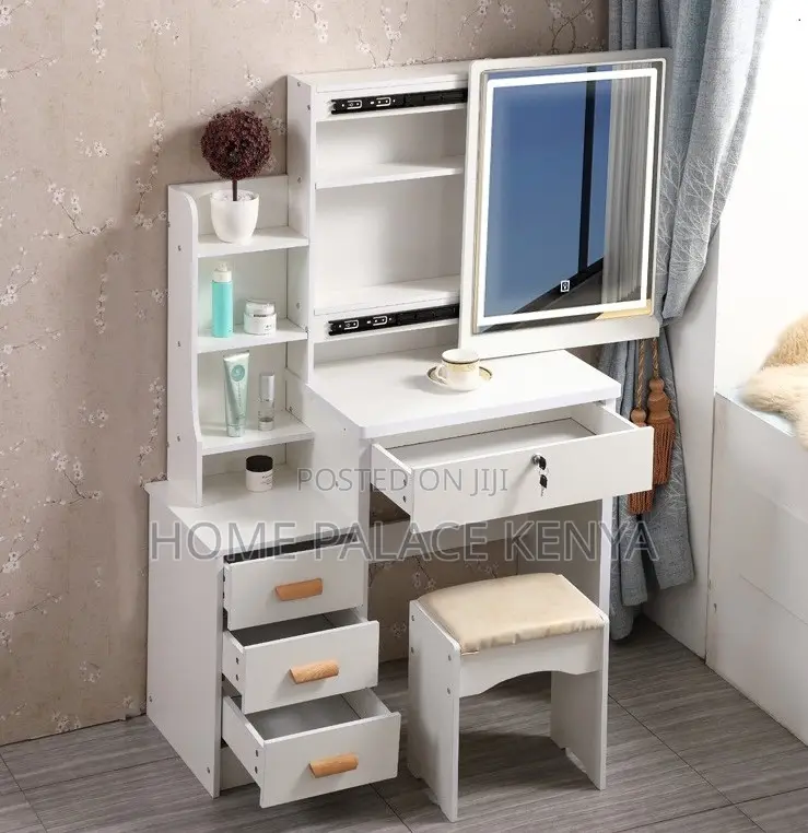 Dressing Table: Modern MDF 4 Drawer Vanity Table