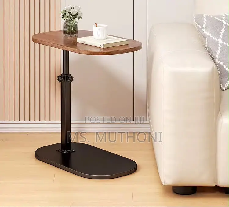 Adjustable Walnut-Finished Tabletop and a Black Metal Stand.