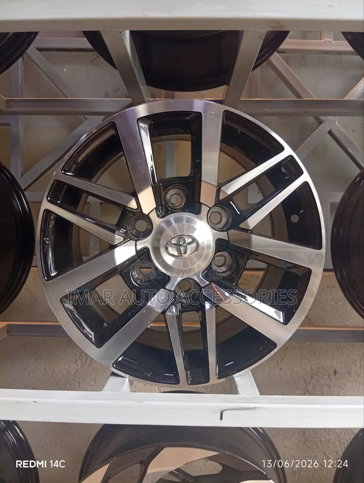 15" Toyota Style 6-Spoke Alloy Rim | Black Machined