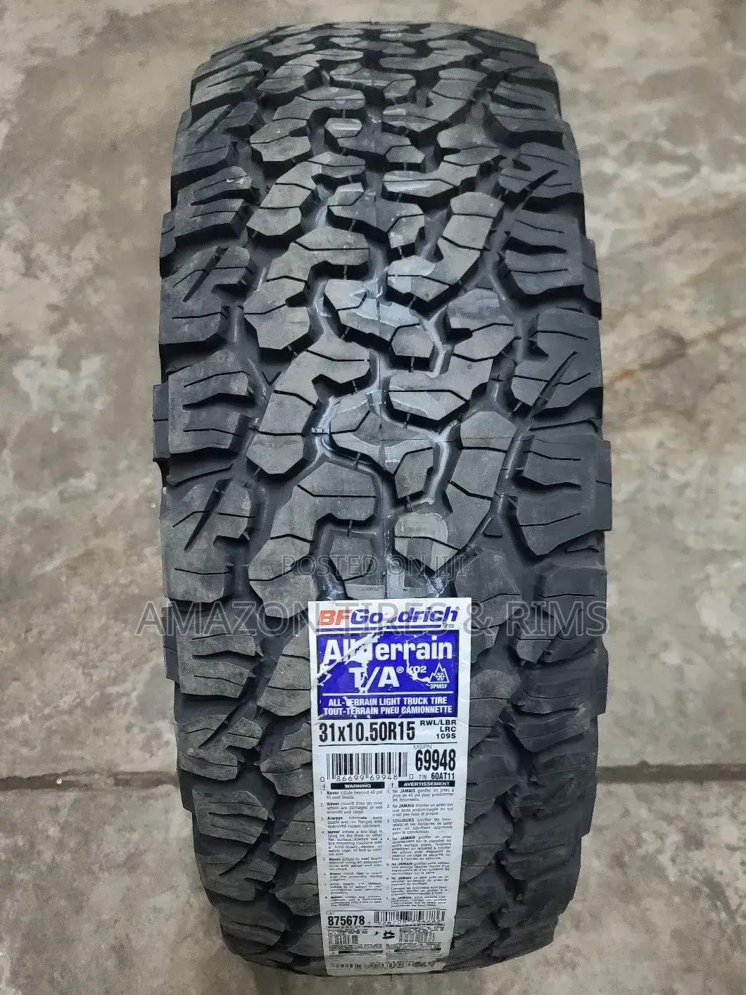 31x10.50 R15 Bf Goodrich Tyres a/Tk02 All Terrain