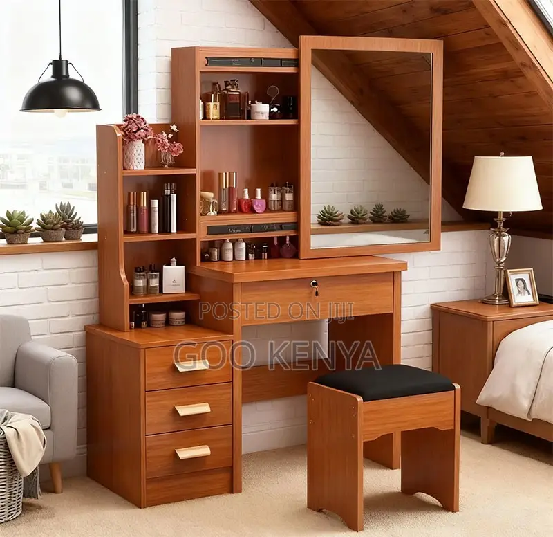 Vanity Set; Bedroom Vanity Cabinet With Sliding Mirror and Organizers