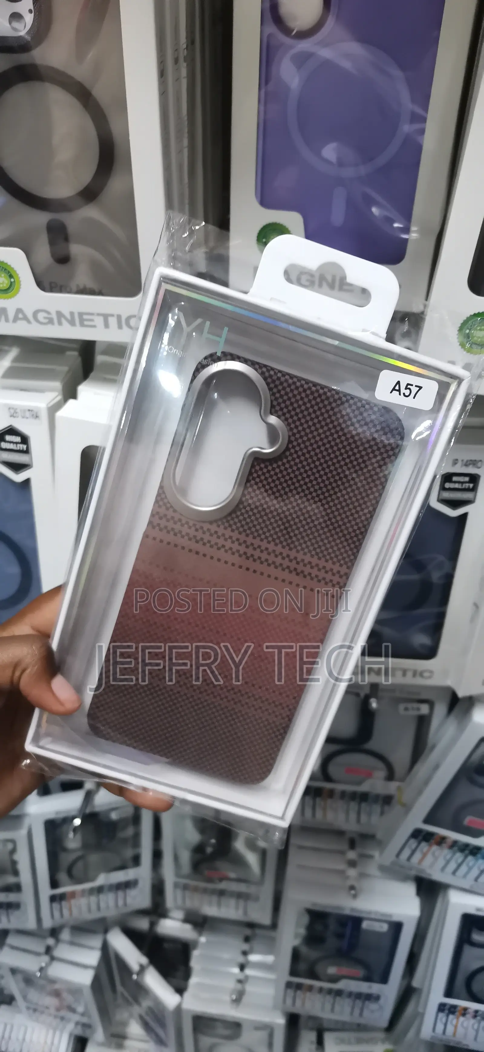 Samsung Galaxy A57 Yh Textured Tribal/Carbon Fiber Pattern Phone Case