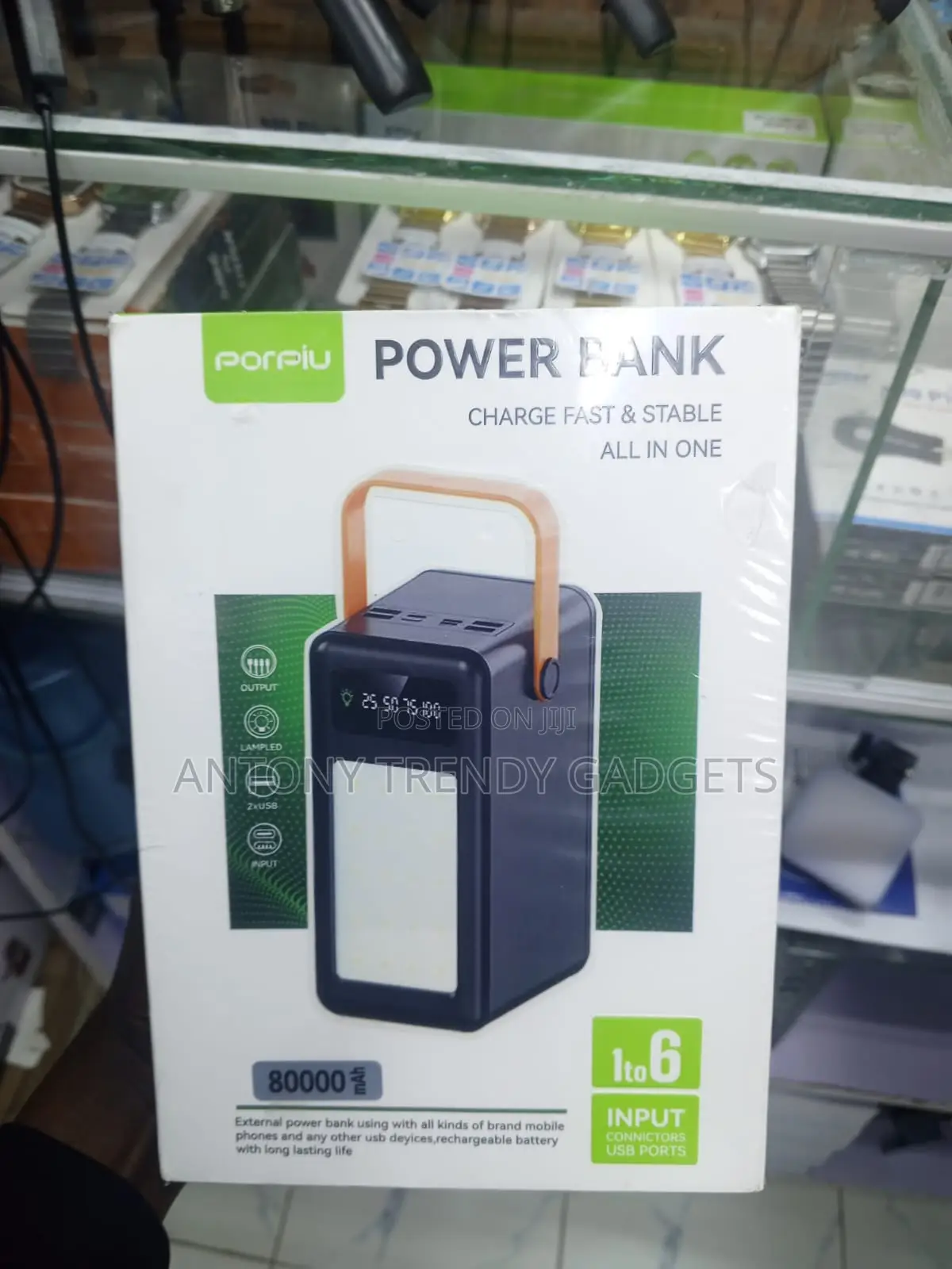 Porpiu Portable 80000mah Power Bank Charge 6 Devices