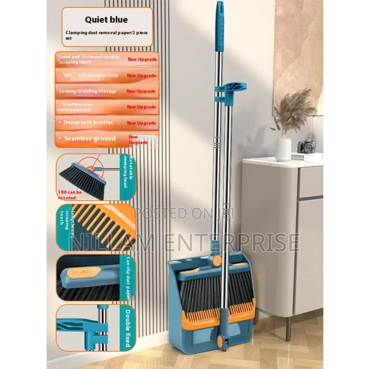 *2 in 1 Foldable Rotating Broom Dustpan Set*