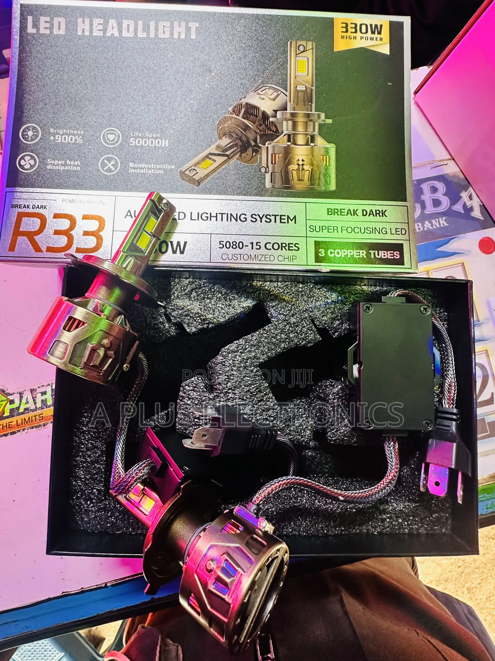 R33 Led Headlight Bulb Ultra Bright 5080 Chip Auto Headlamp Set