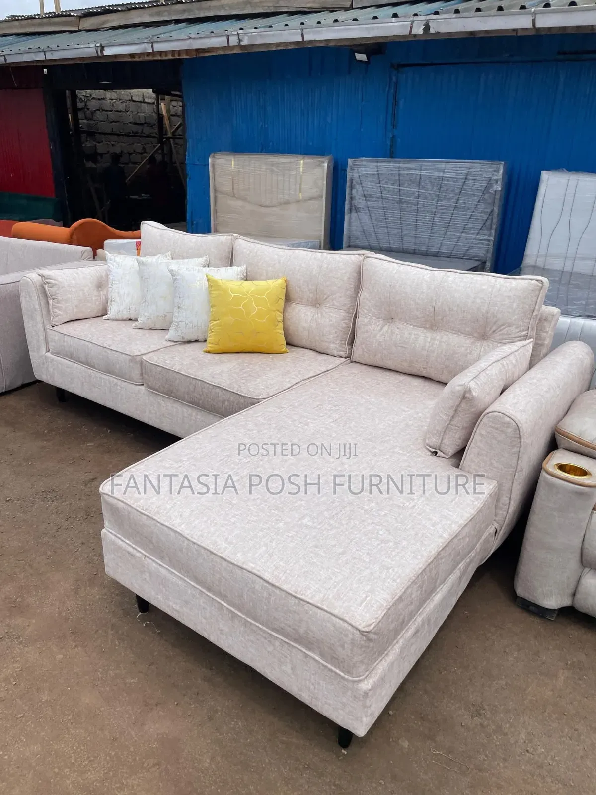 Cream L Shape Sofa