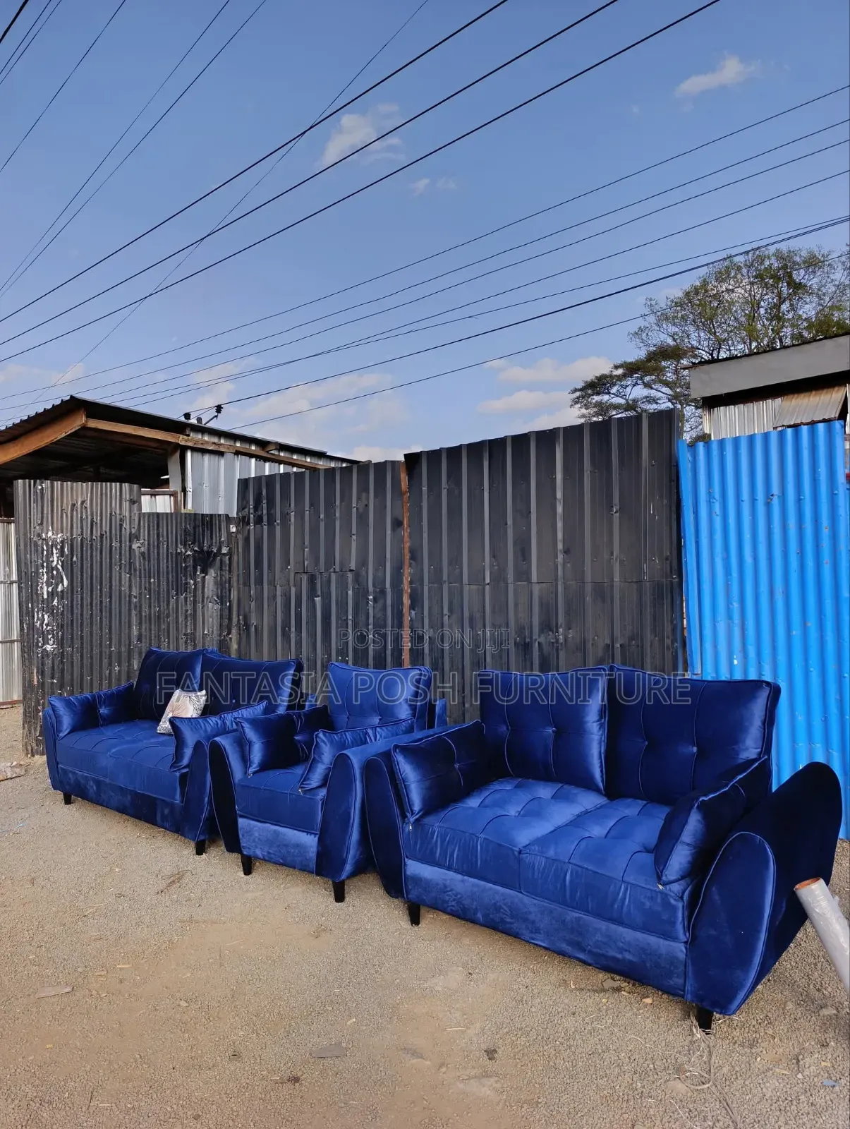 Blue Velvet 2 Seater Sofa