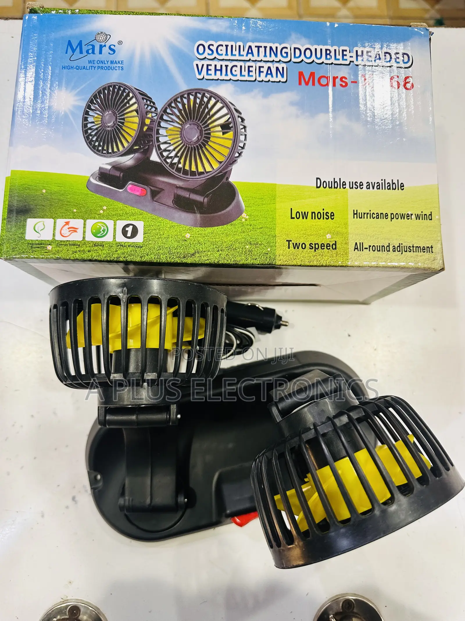 Dual Car Fan X666 High Speed Double Head Auto Cooling System