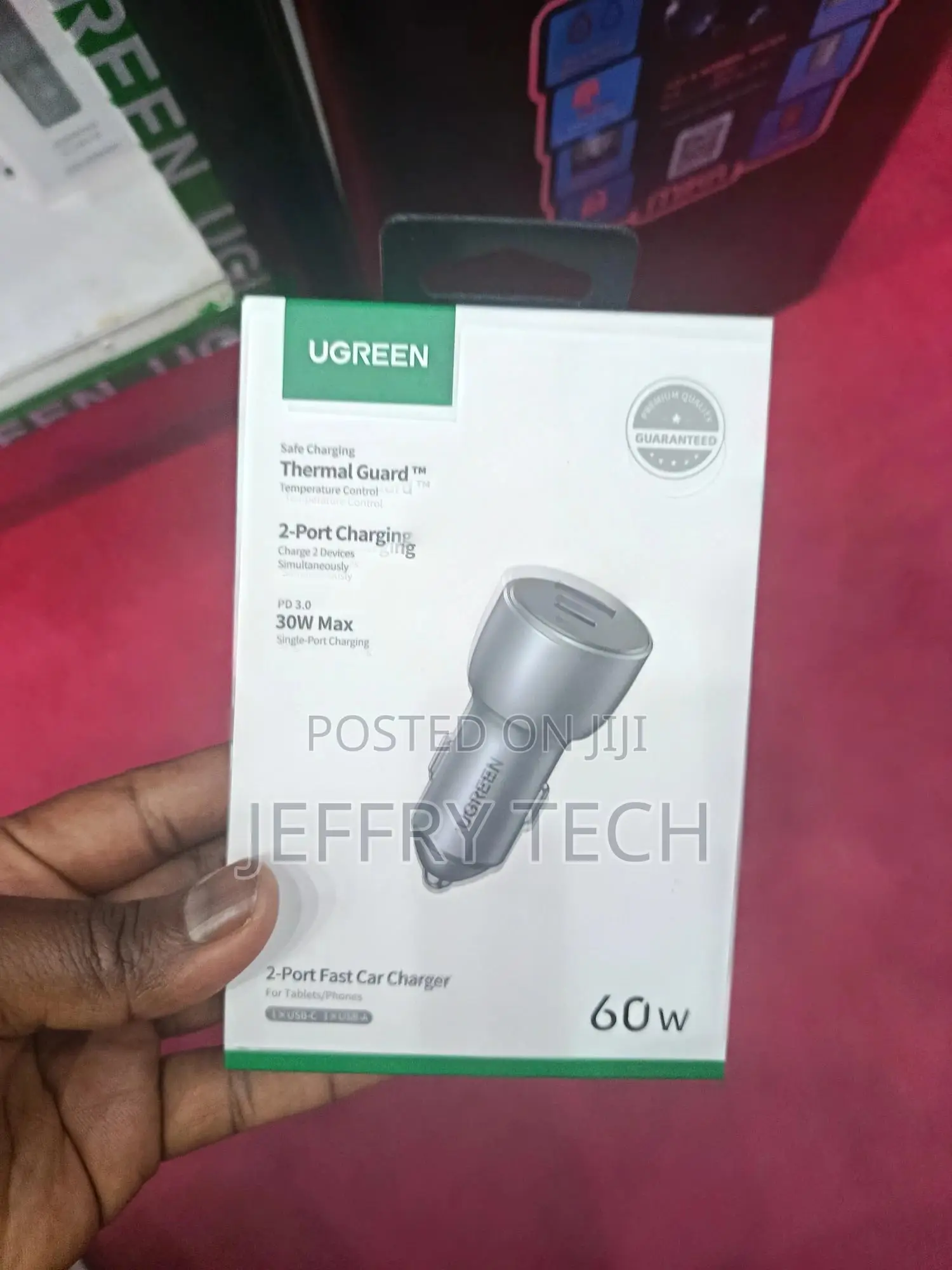 Ugreen 2-Port Fast Car Charger Package With a Total Output of 60w,