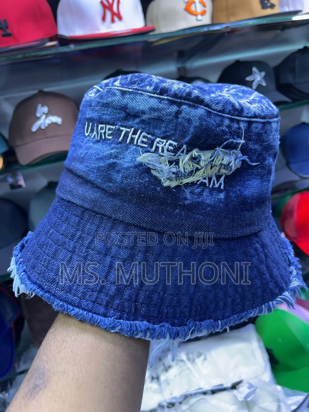 Patched Washed Denim Bucket Hats