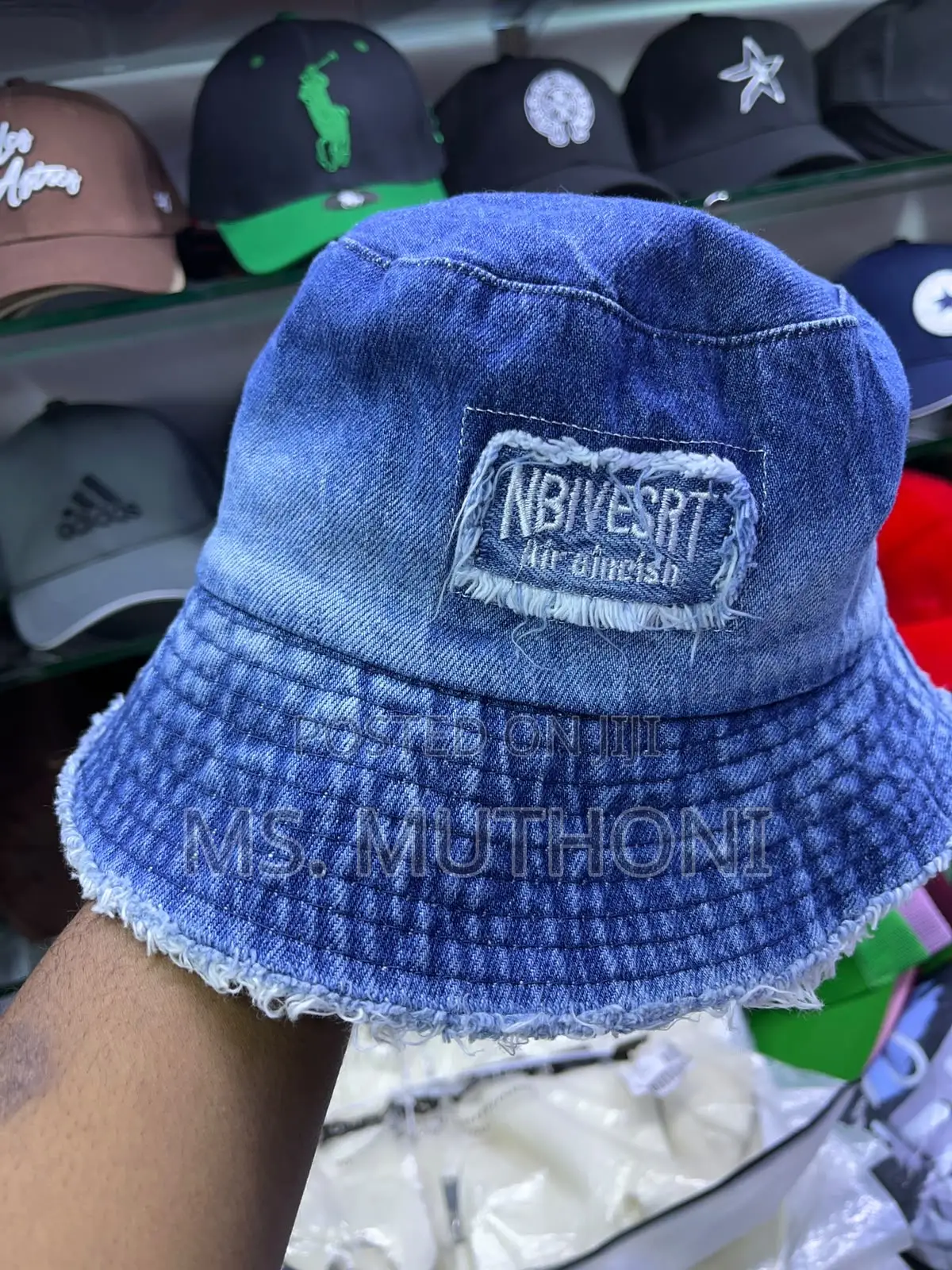 Patched Washed Denim Bucket Hats