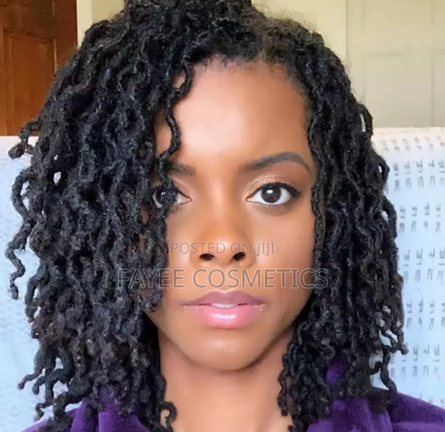 Full Lace Curly Dreadlock Wig – Black Synthetic Faux Locs Wig