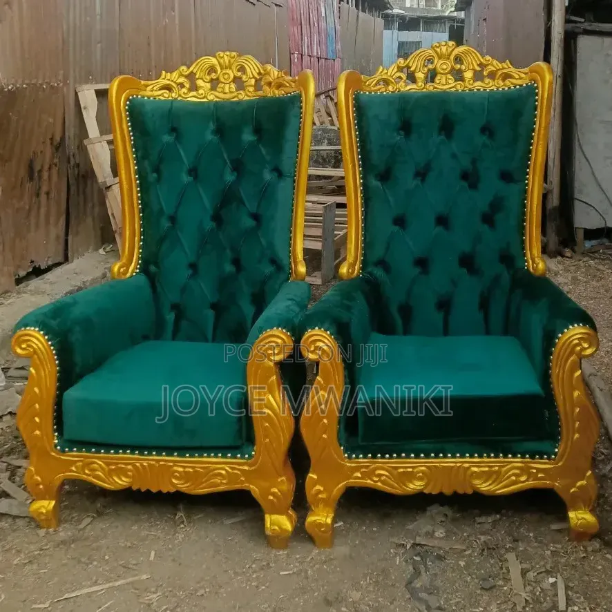 2 King Chairs or Queen Chairs, Dark Green 