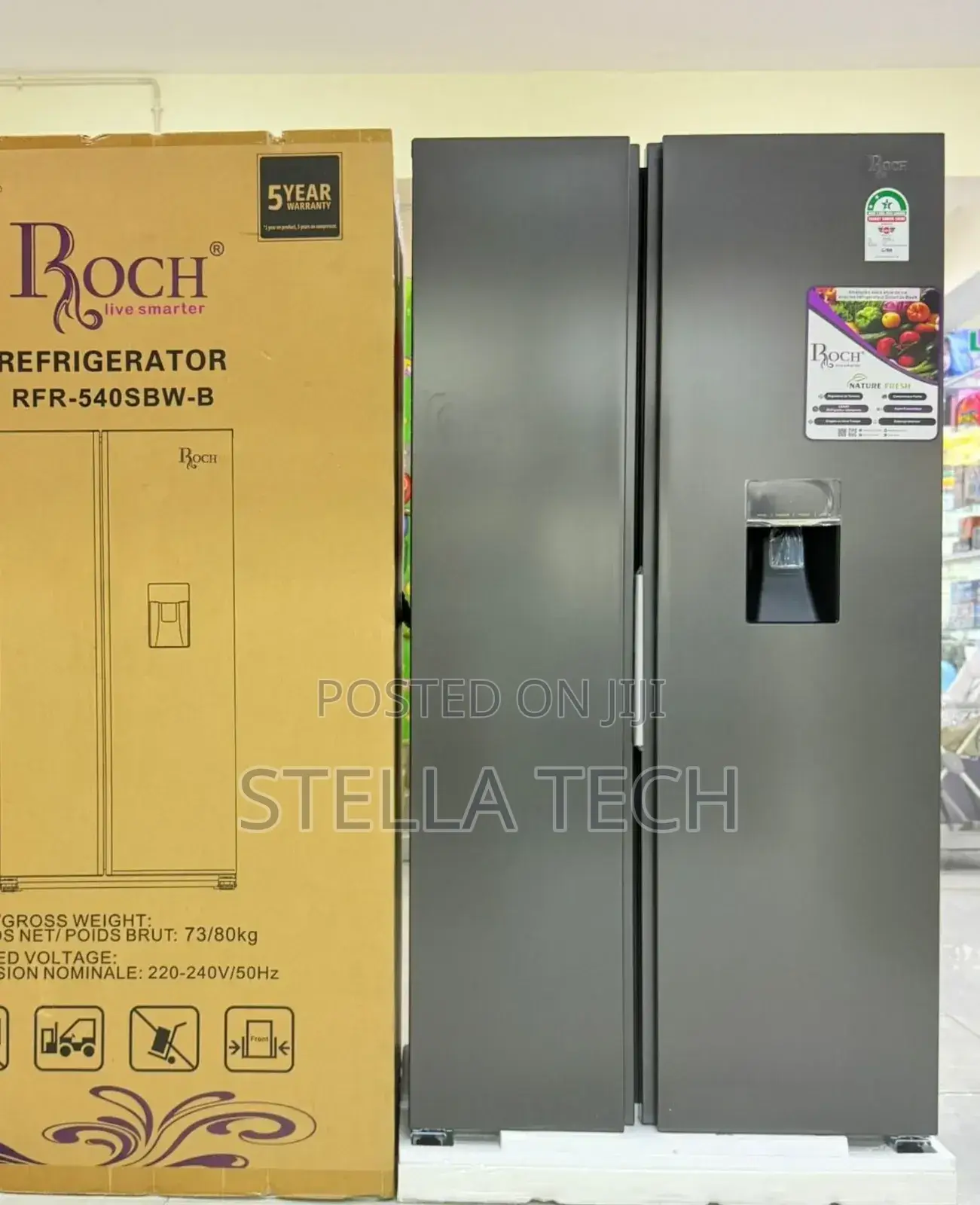 Roch Side by Side 439litres Arfr-540sbw-B Refrigerator With Dispenser