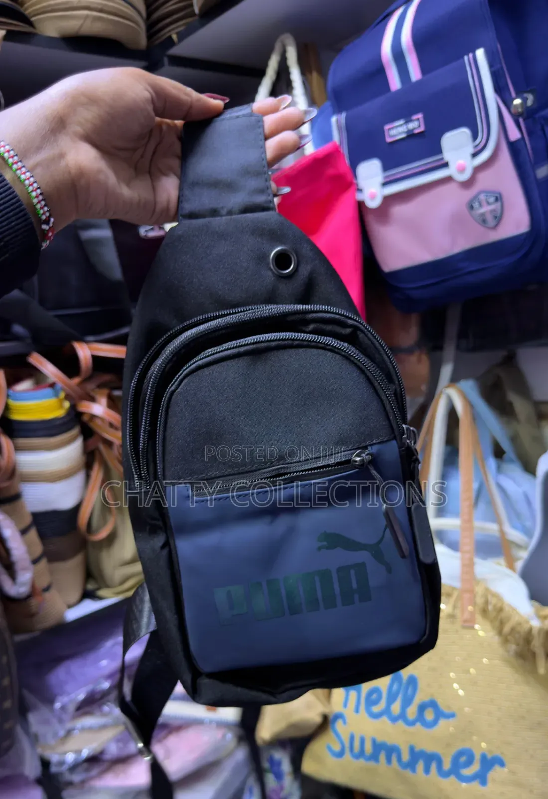 Black and Navy Blue Puma Unisex Shoulder Crossbody Sling Chest Bags