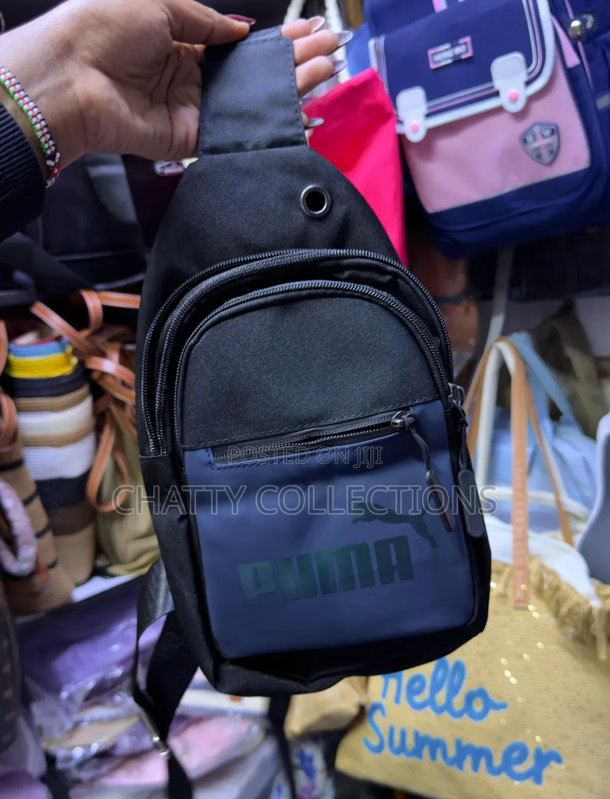 Black and Navy Blue Puma Unisex Shoulder Crossbody Sling Chest Bags