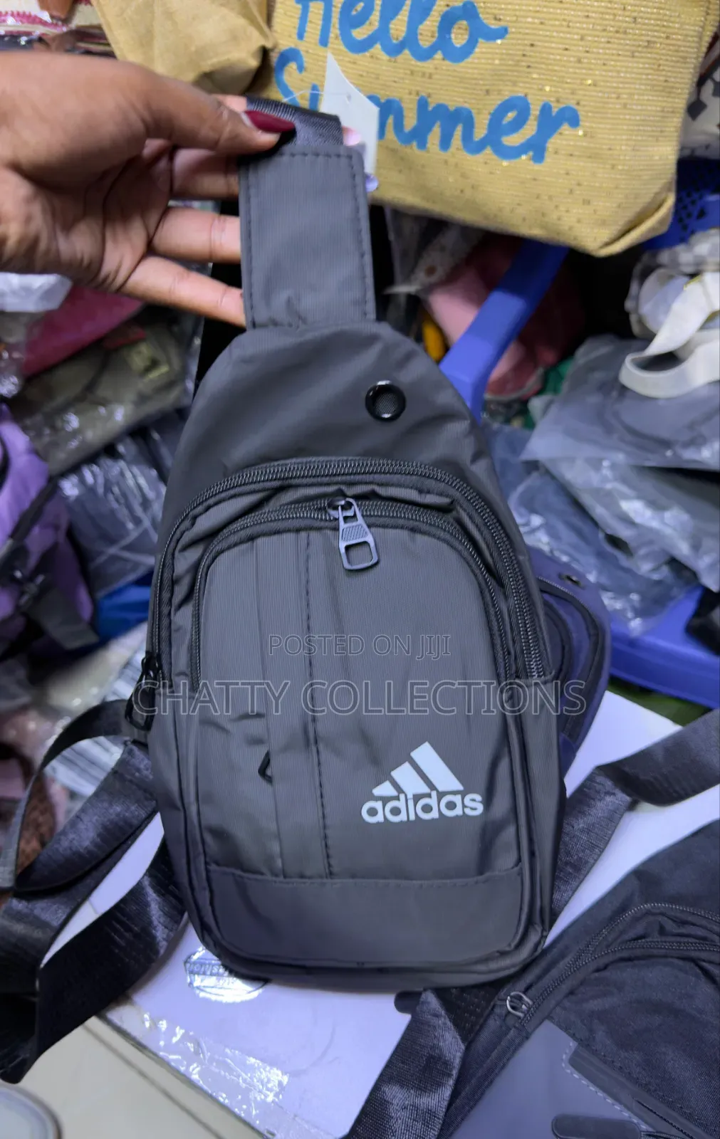 Gray Adidas Unisex Shoulder Crossbody Sling Chest Bags
