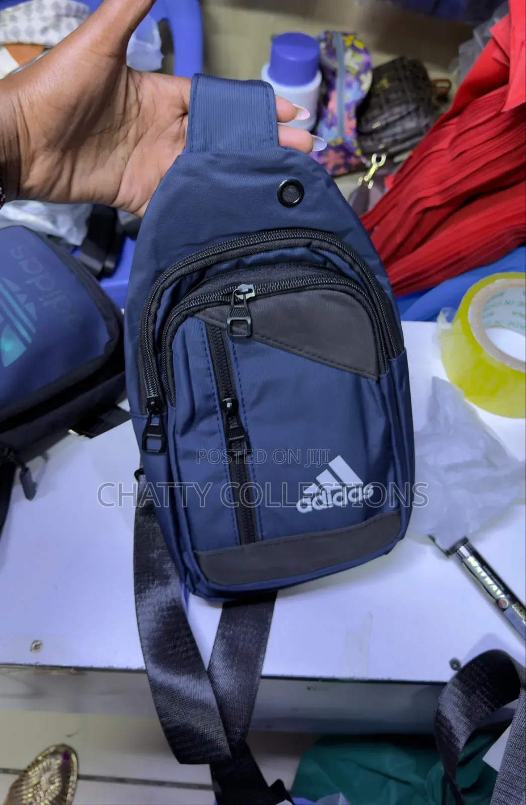 Black and Navy Blue Adidas Unisex Shoulder Crossbody Sling Chest Bags